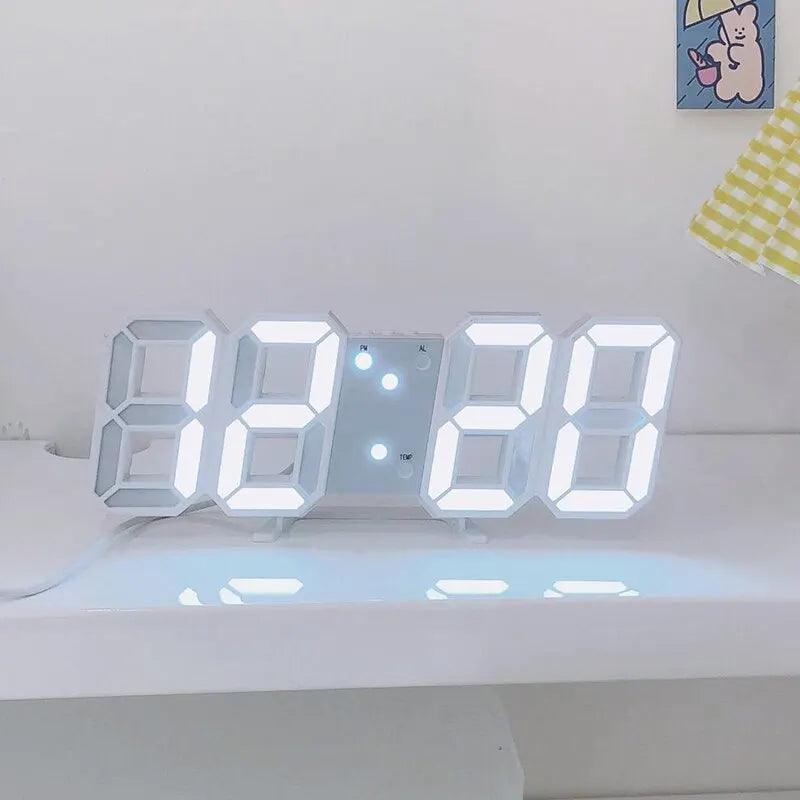 3D Led relógio digital luminoso moda relógio de parede multifuncional criativo usb plug in relógio eletrônico decoração para casa - bella casa